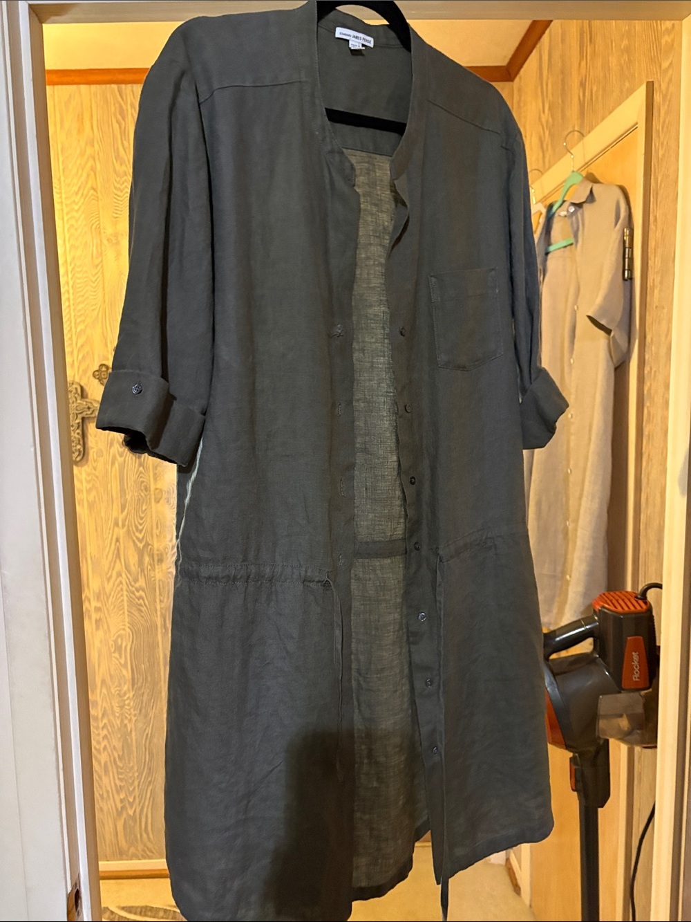James Perse Dark Gray Lightweight Linen Shirt dress 3